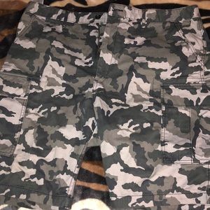Camouflage jean shorts